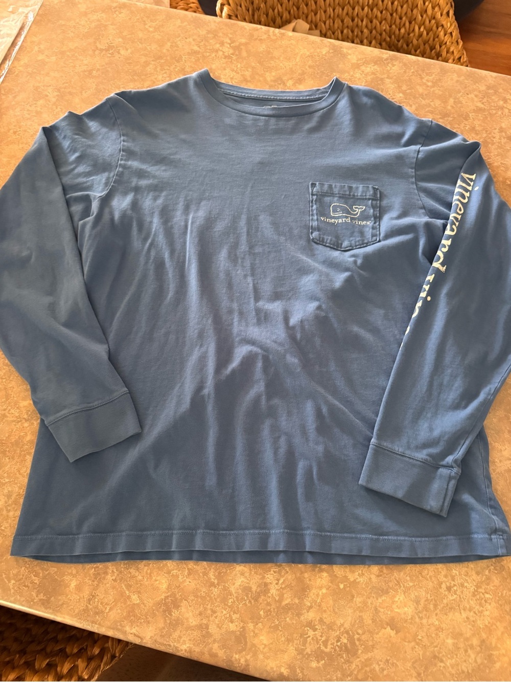 Vineyard Vines Men's Long-Sleeve Pocket Tee in Periwinkle Blue